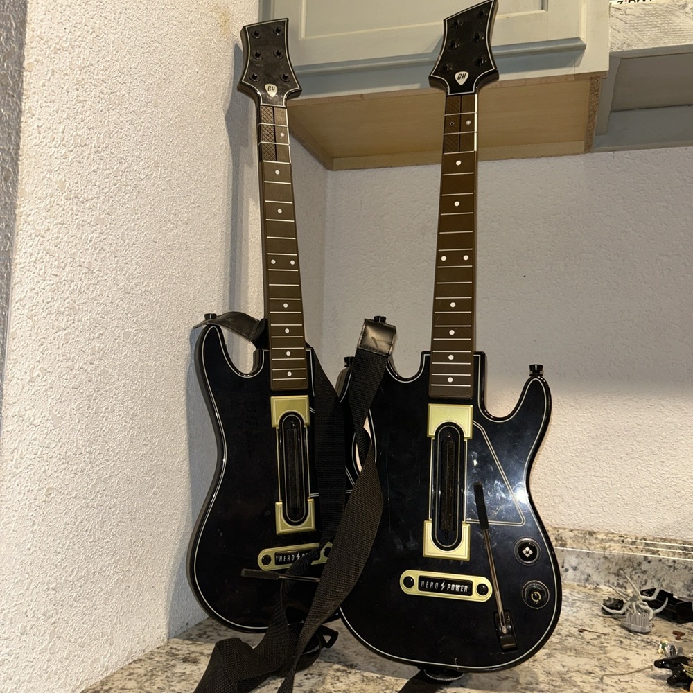 Activision Black And Gold Guitar Hero Power Wireless Controllers NO DONGLE As Is